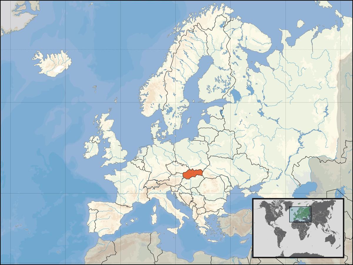 Slovakia plassering på verdenskartet
