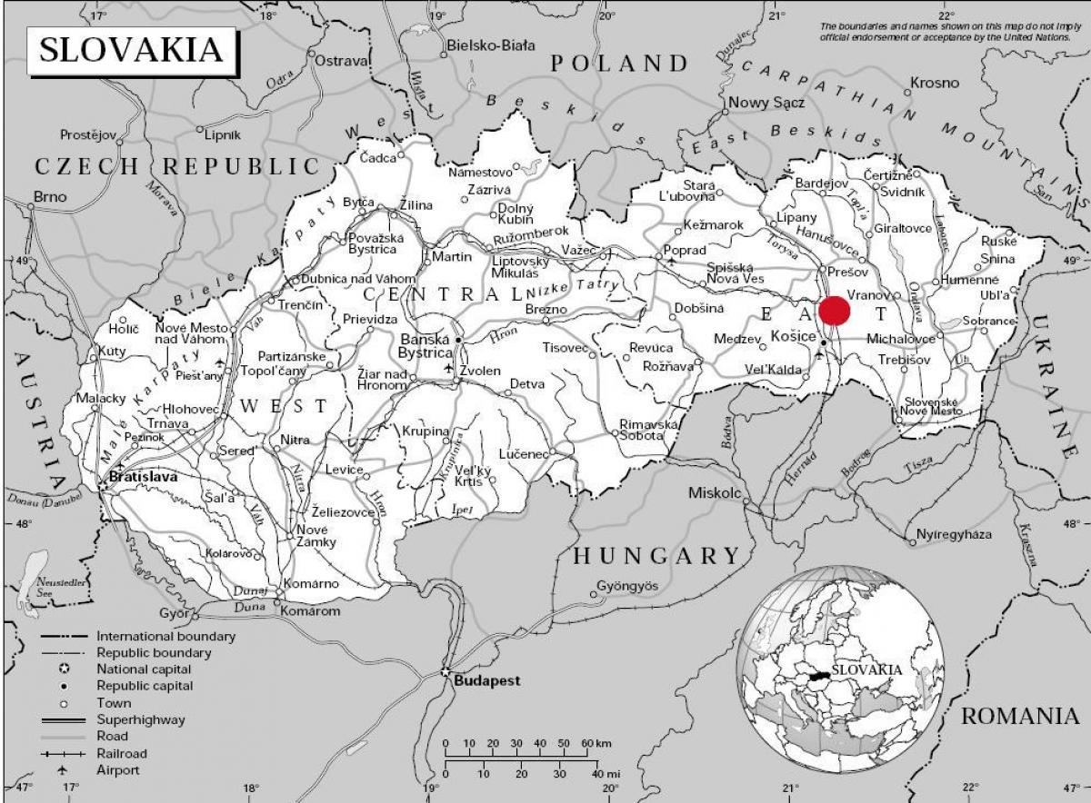 kart over øst-Slovakia
