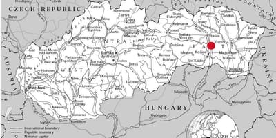 Kart over øst-Slovakia